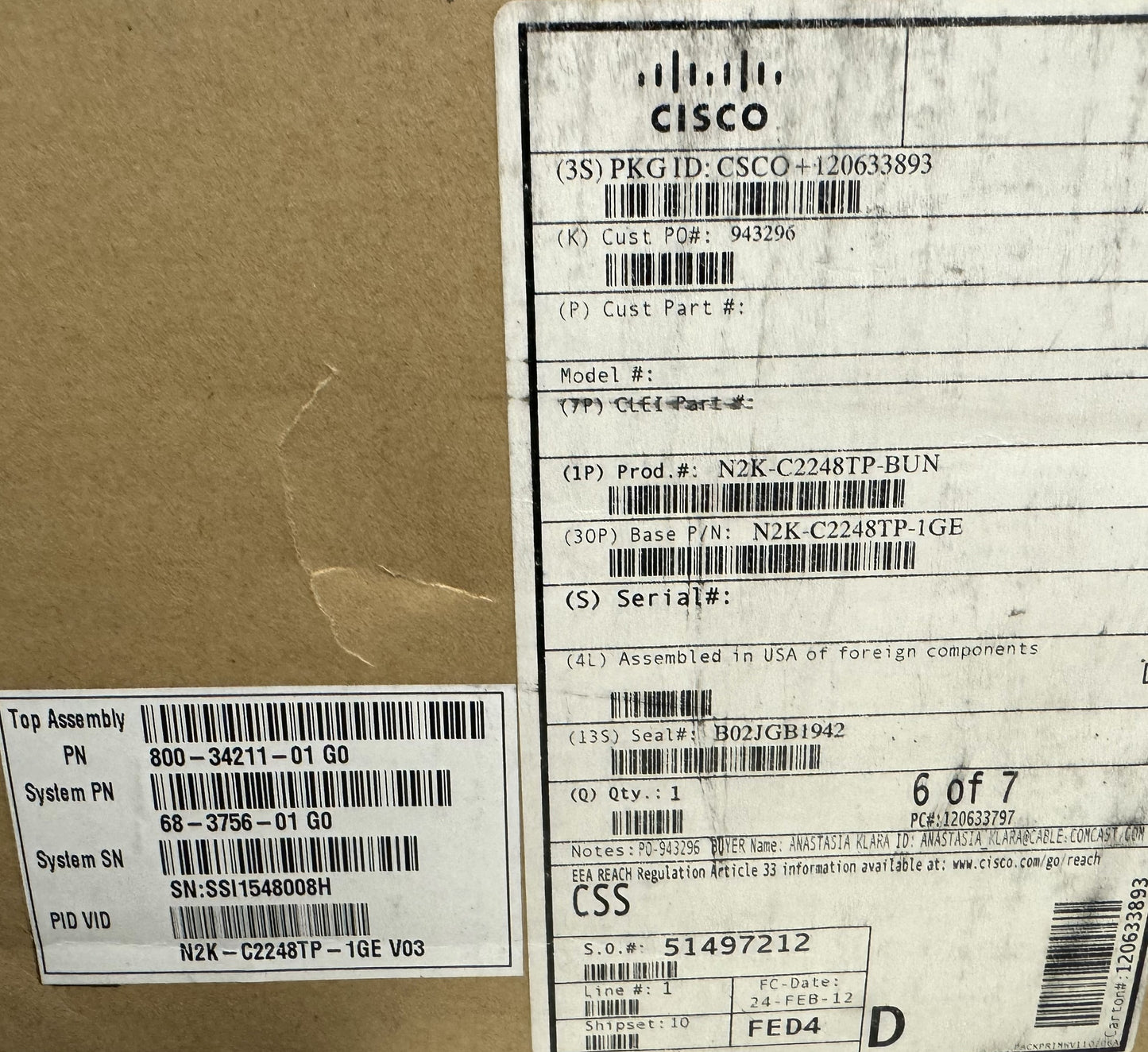 Cisco N2K-C2248TP-1GE NEXUS 2000 SERIES 1GE FABRIC EXTENDER