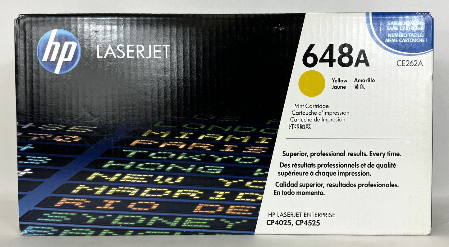 GENUINE OEM HP CE262A 648A YELLOW TONER CARTRIDGE Laserjet CP4025 CP4525