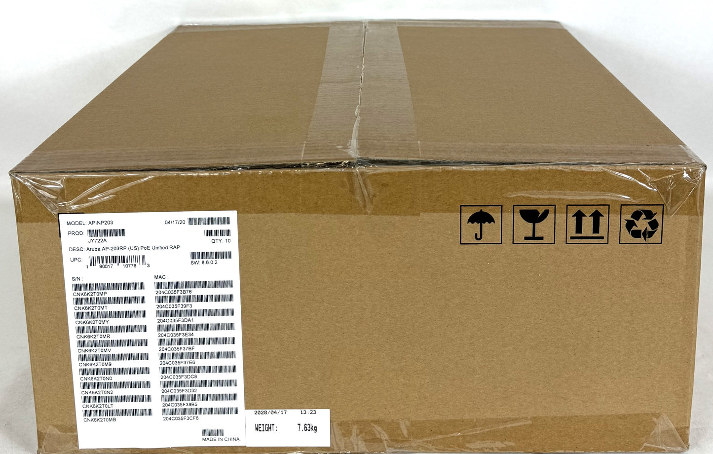 x10 Aruba AP-203RP US PoE Unified RAP Wireless Access Point JY722A APINP203