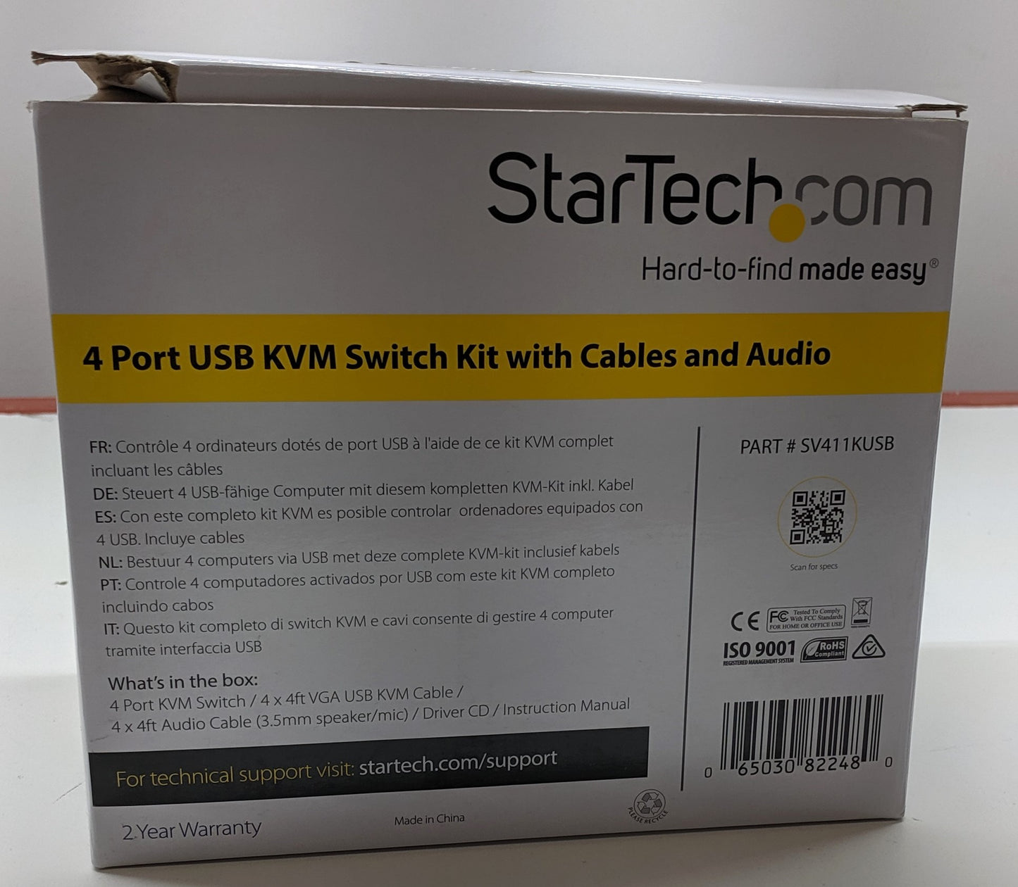 4 Port USB KVM Switch w/ Audio & Cables