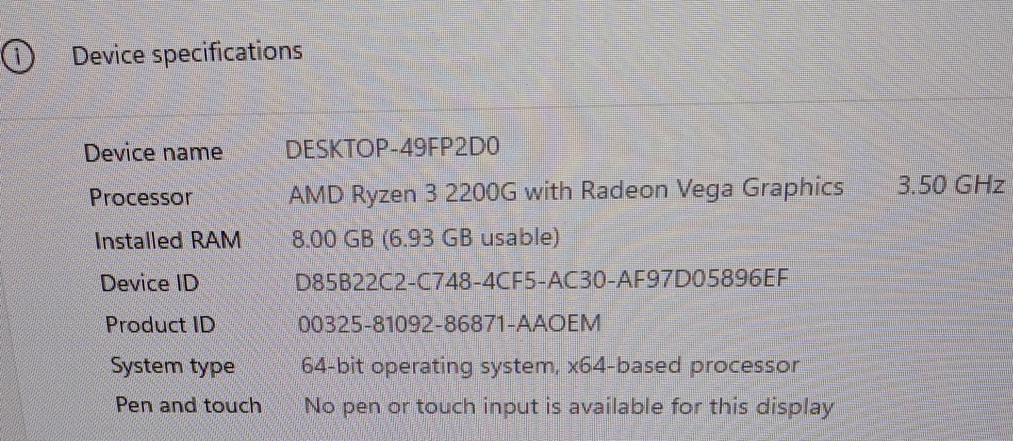 Lenovo IdeaCentre 510A-15ARR | AMD Ryzen 3 2200G 1TB 8GB RAM