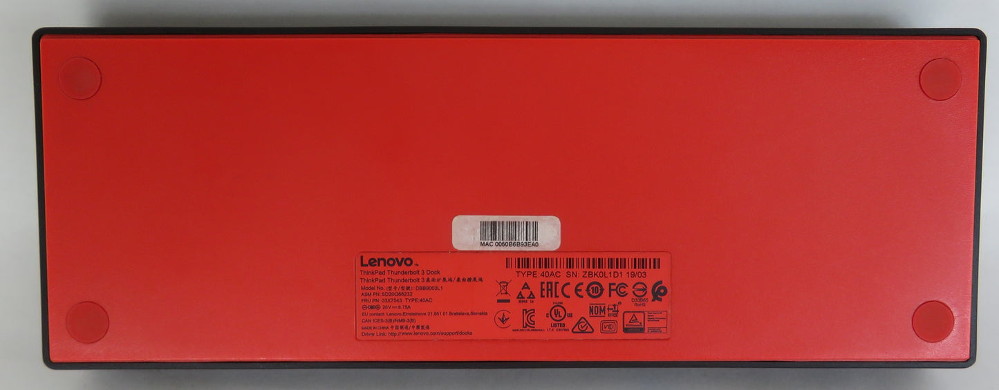 Lenovo DBB9003L1 ThinkPad Thunderbolt 3 Dock USB C USB 3.0 DisplayPort HDMI VGA