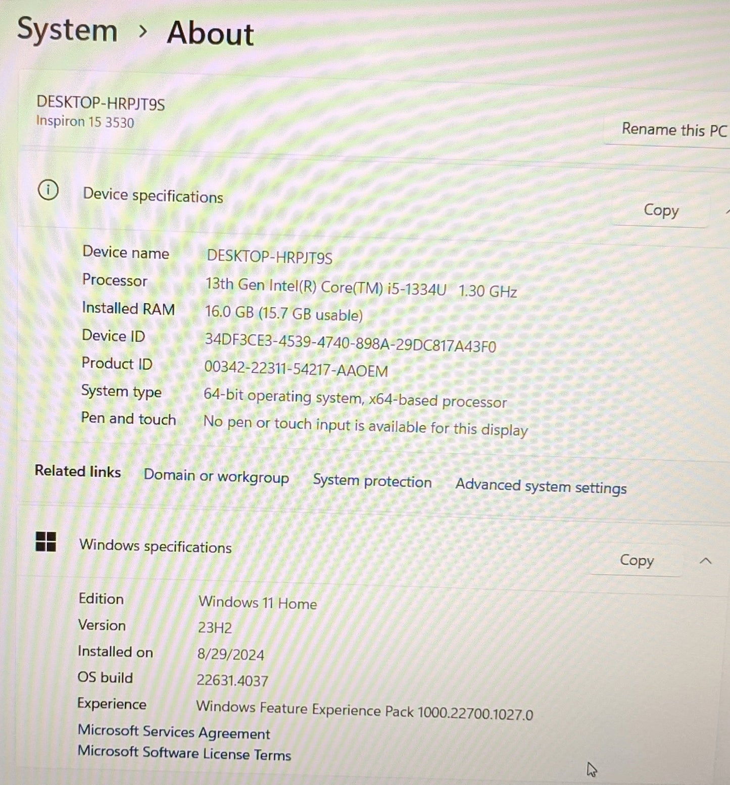 DELL INSPIRON 15 3530 i5-1334U@2.5GHZ, 16GB, 512GB SSD