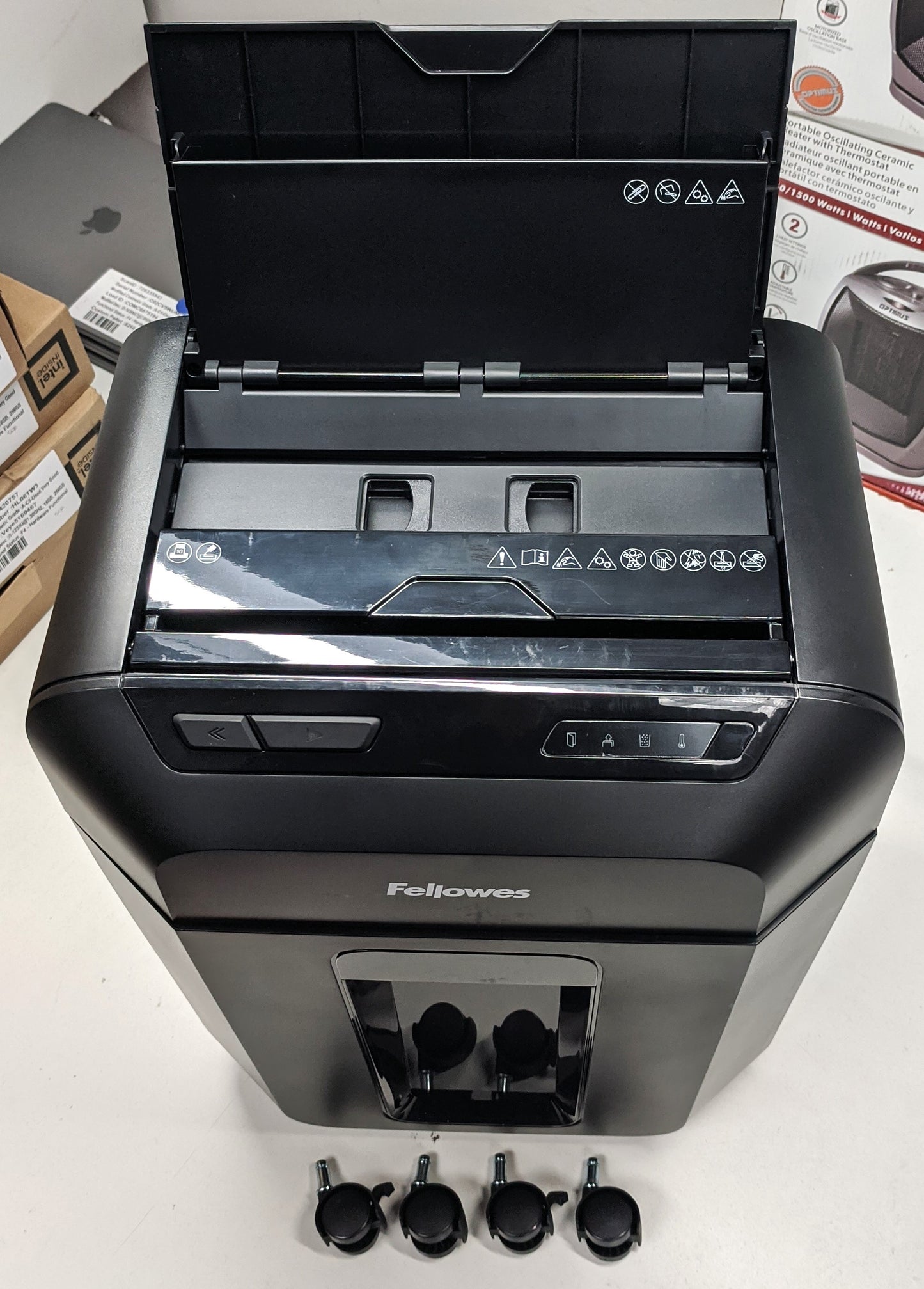 FELLOWES 100MA AUTO FEED MICRO-CUT SHREDDER -SCRATCHES