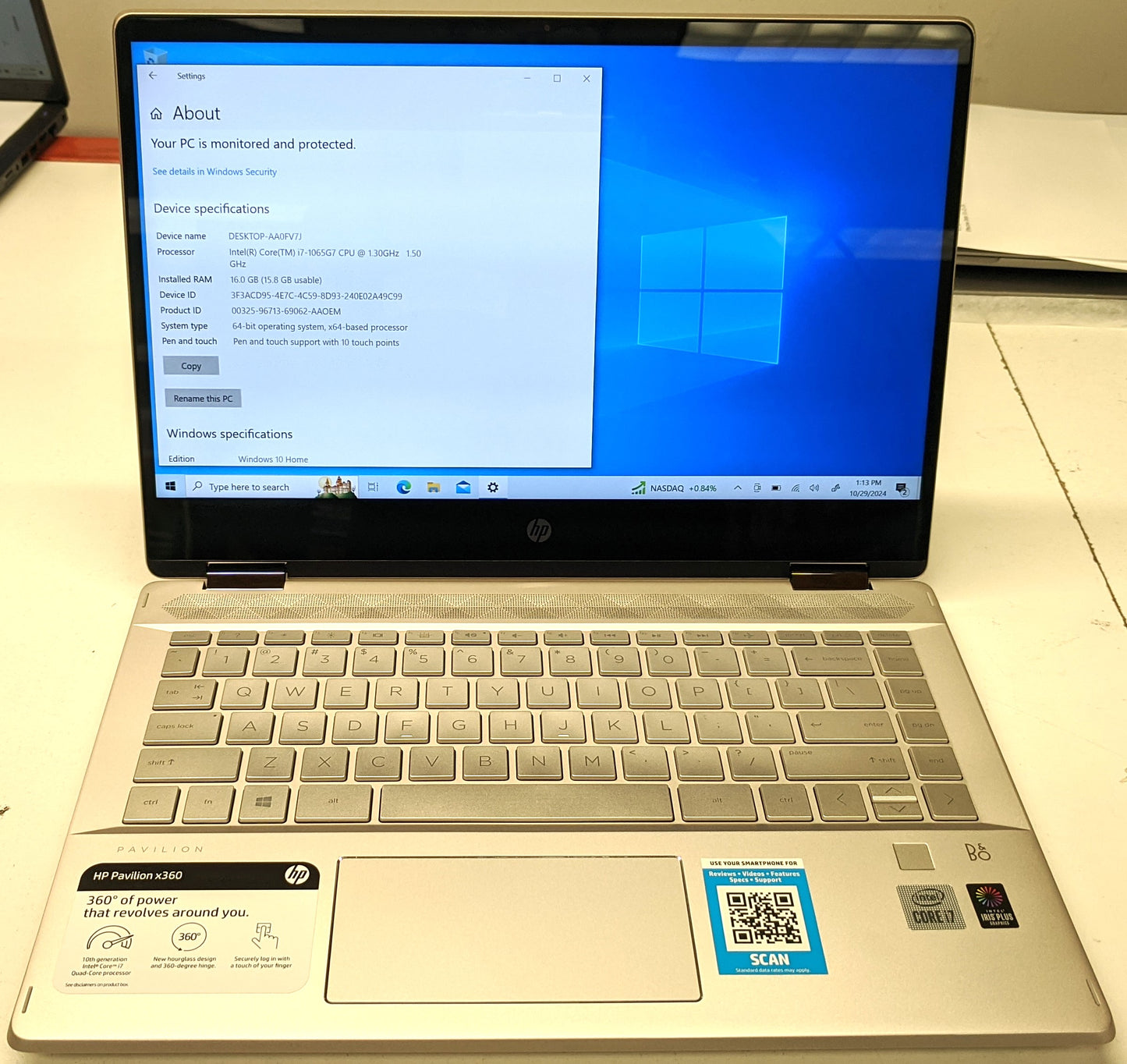 PAVILION X360 i71065G7@1.3GHZ,16GB,512GB