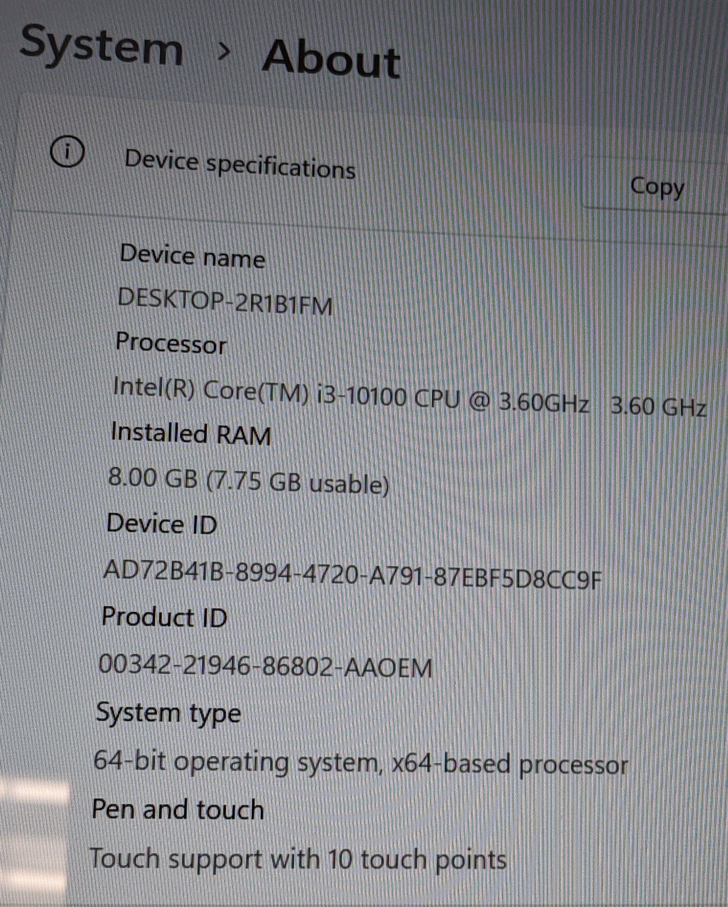 DELL INSPIRON DESKTOP 3880 i3-10100 8GB RAM 1TB HDD