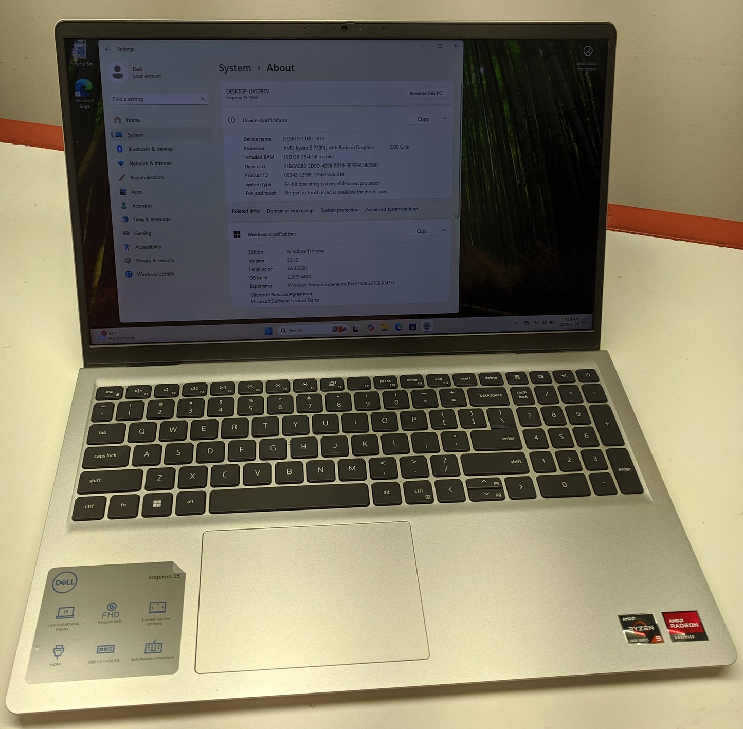 Dell Inspiron 15 15.6 3535 (R5-7530U@4.5GHz, 16GB, 512GB)