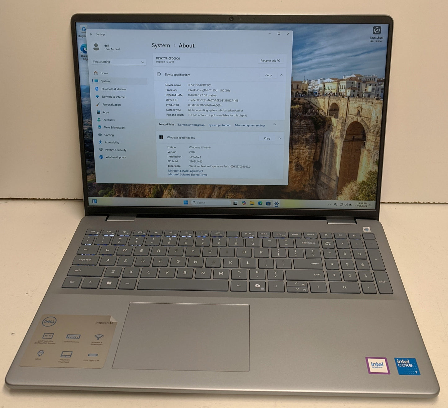 DELL INSPIRON 16 5640 i7 150U 16GB RAM 1TB SSD
