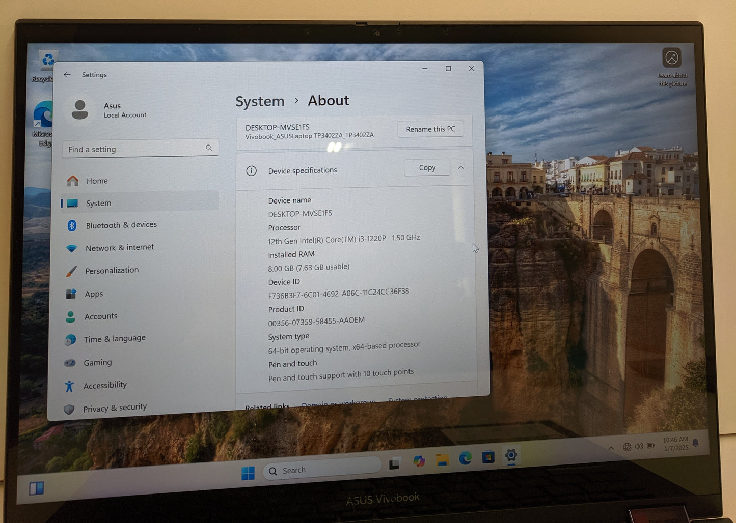 ASUS VIVOBOOK S 14 TP3402Z Intel i3-1220P 8GB RAM 256GB SSD