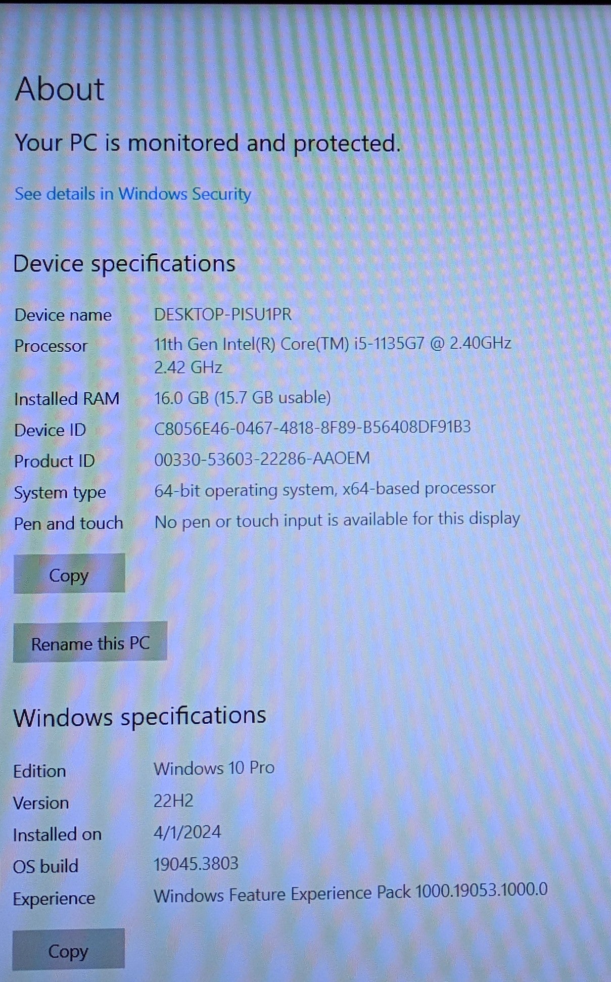 Asus EXPERTBOOK B1500C I5-1135G7@2.40GHZ, 16GB RAM 256GB SSD- Scratched