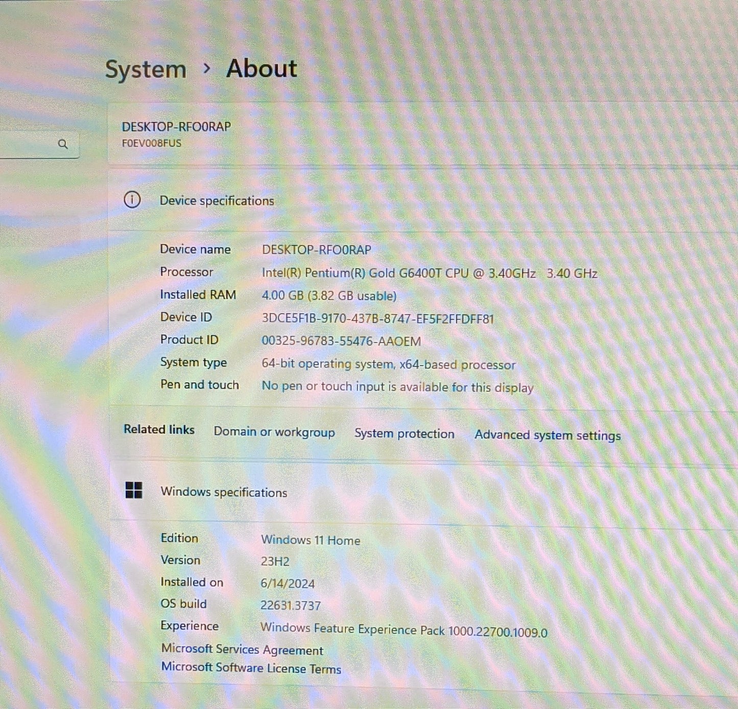 LENOVO IDEACENTRE AIO 3 22IMB05 PG-N6400T 4GB RAM 1TB HDD-SCRATCHED