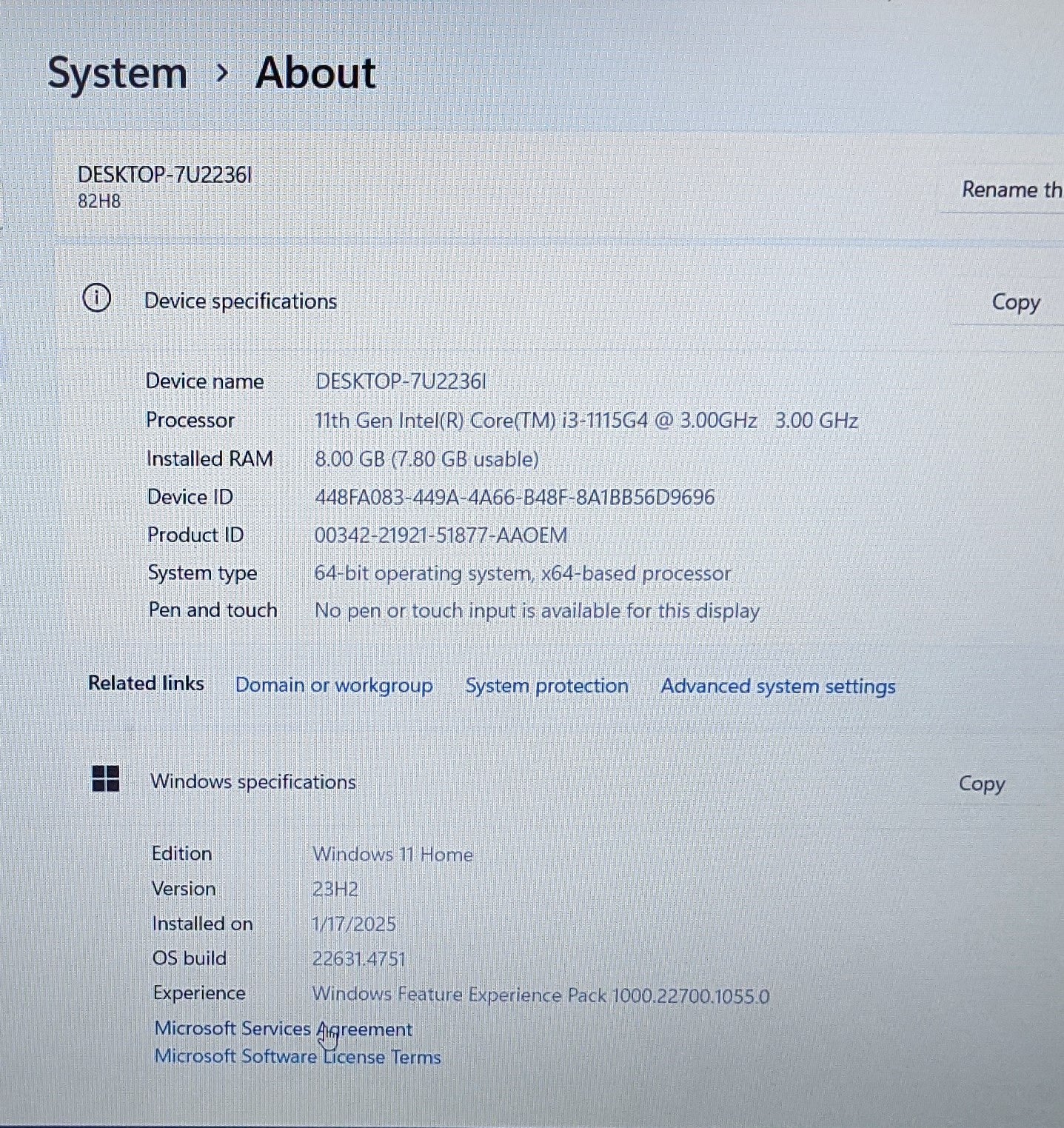 LENOVO IDEAPAD 3 15ITL6 i3-1115G4, 8GB,1TB-SCRATCHED