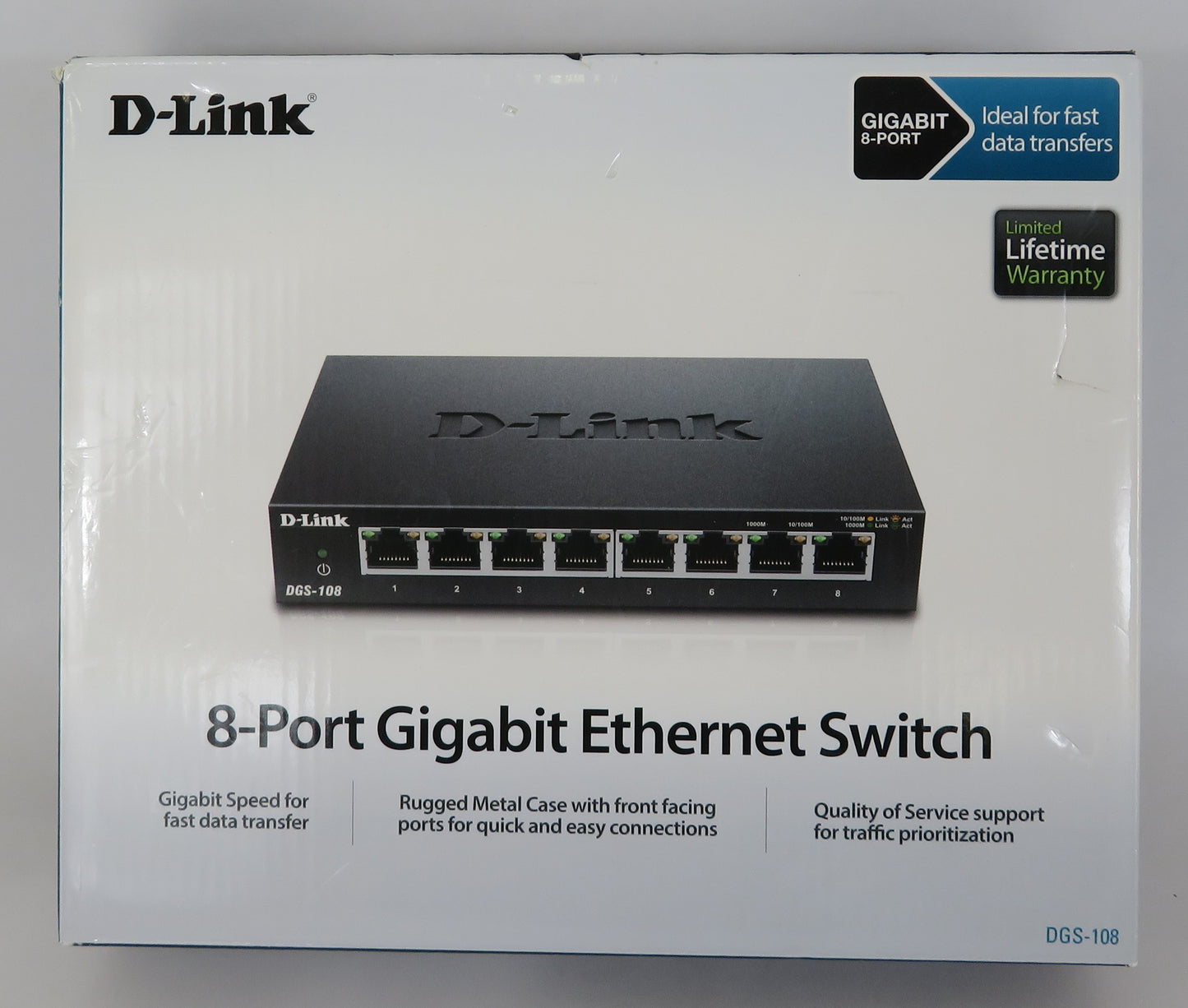 New Open Box D-Link DGS DGS-108 8-Ports External Switch