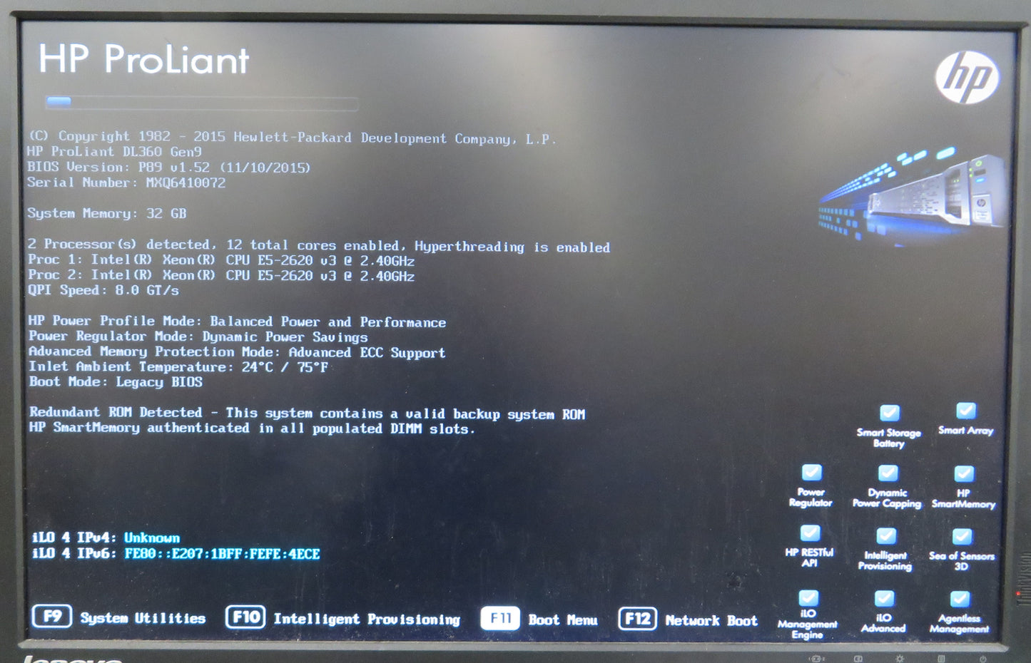 HP ProLiant Server DL360 G9 E5-2620v3(x2) 2.4Ghz 32GB RAM 600GBx2 1.8TBx6 500Wx2
