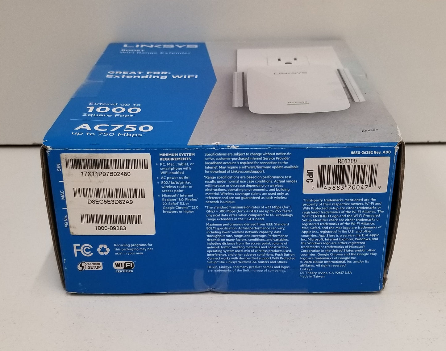 Linksys AC750 Dual-Band Wi-Fi Range Extender