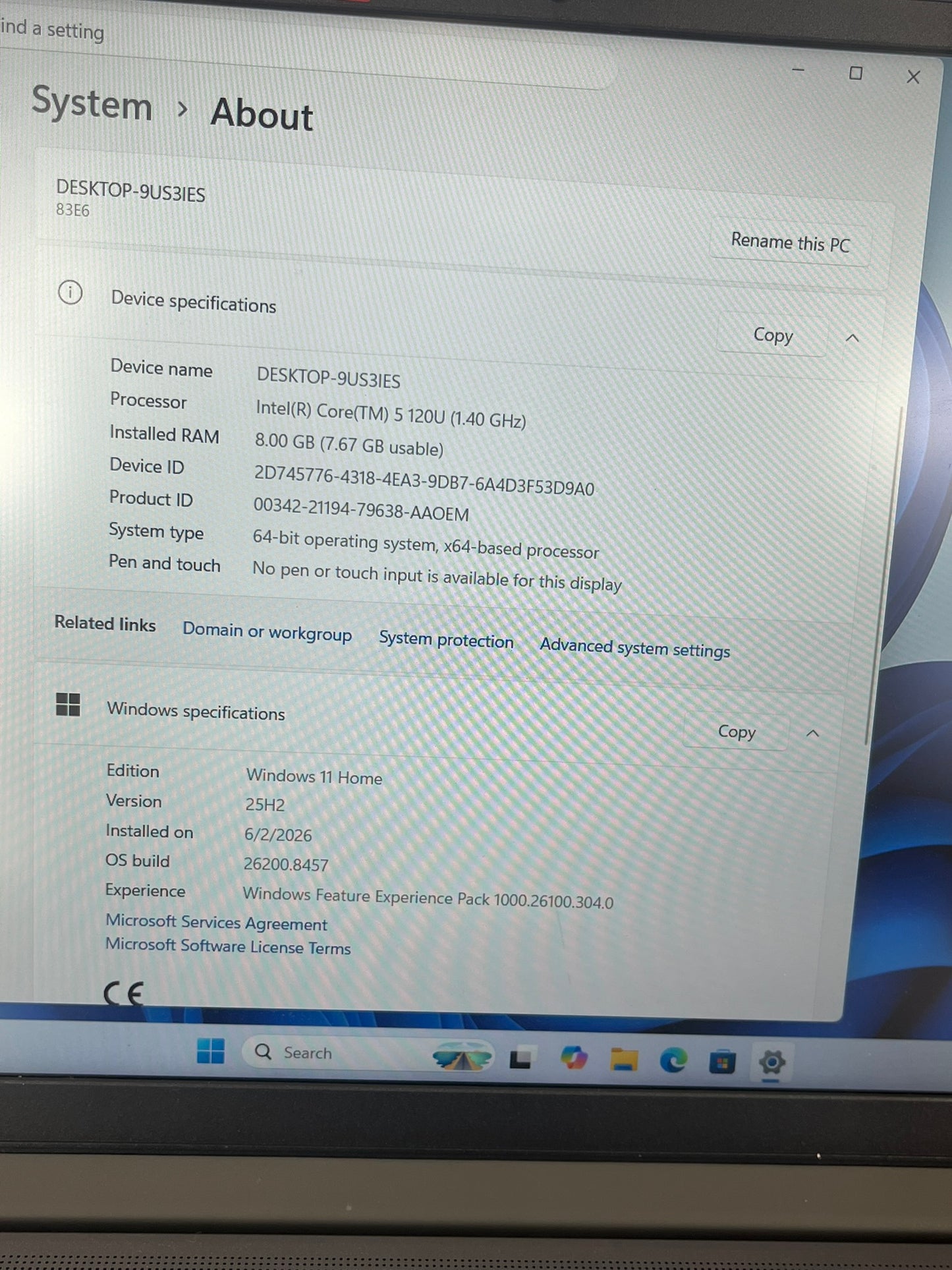 Ideapad Slim 3 15IRU9 15.6in FHD Intel Core 5 120U 1.4GHz 8GB RAM 256GB SSD