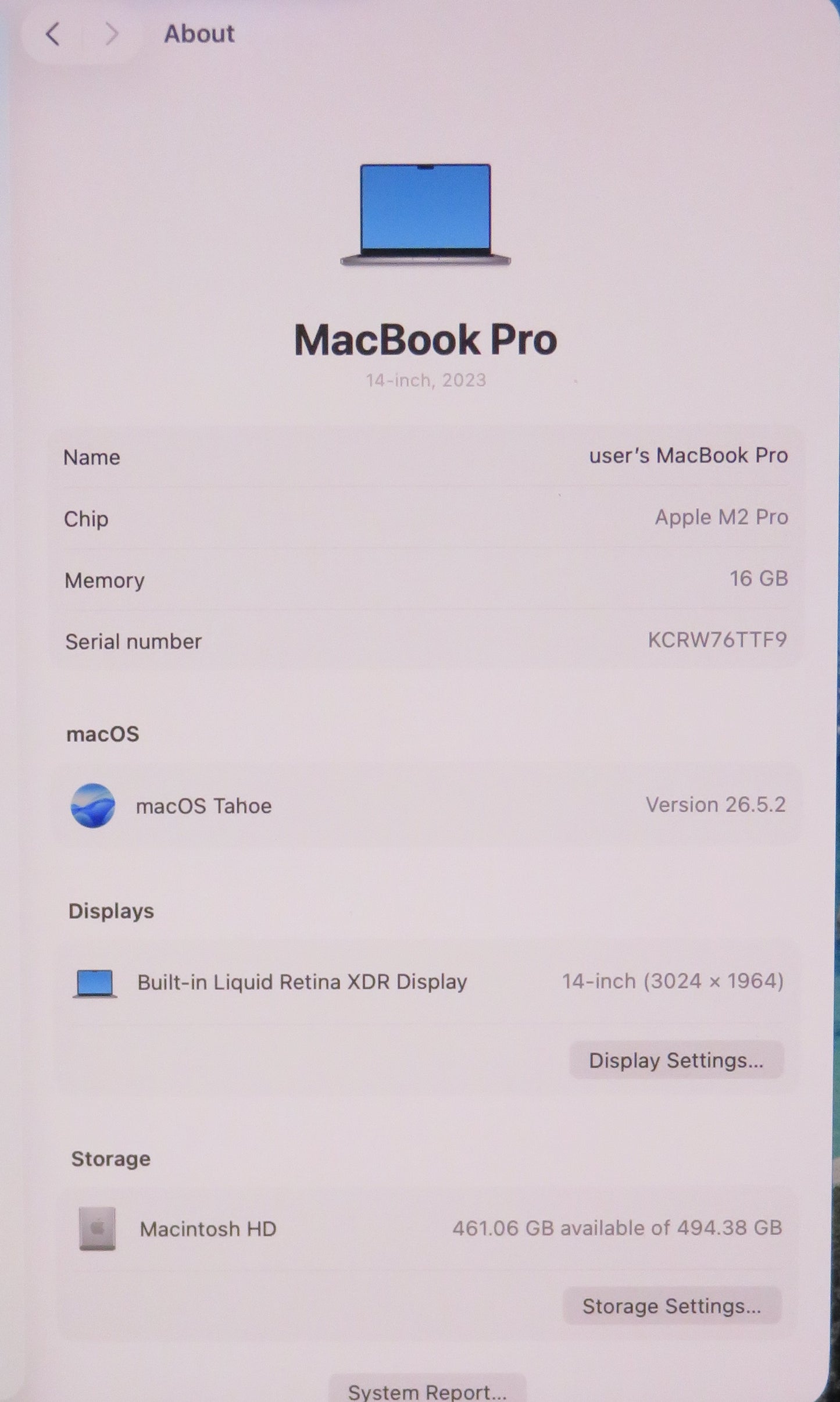 Apple Macbook Pro 2023 14in Retina M2 Pro 16GB RAM 512GB macOS A2779