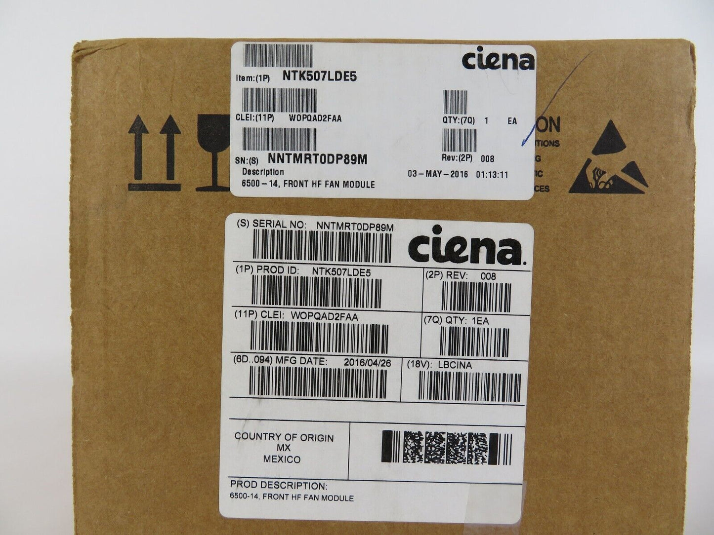 NEW Sealed Ciena NTK507LDE5 WOPQAD2FAA FRONT HF FAN MODULE