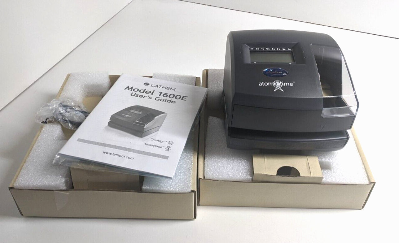 Lathem Tru-Align Punch Card Time Clock System Black (1600E) - NO POWER SUPPLY