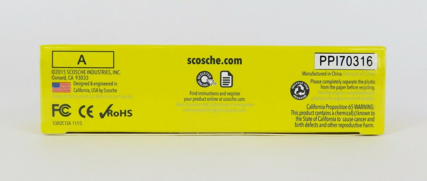 NEW Scosche I2C12A, Lightning Car Charger 12W 2.4A Extends 1-3'