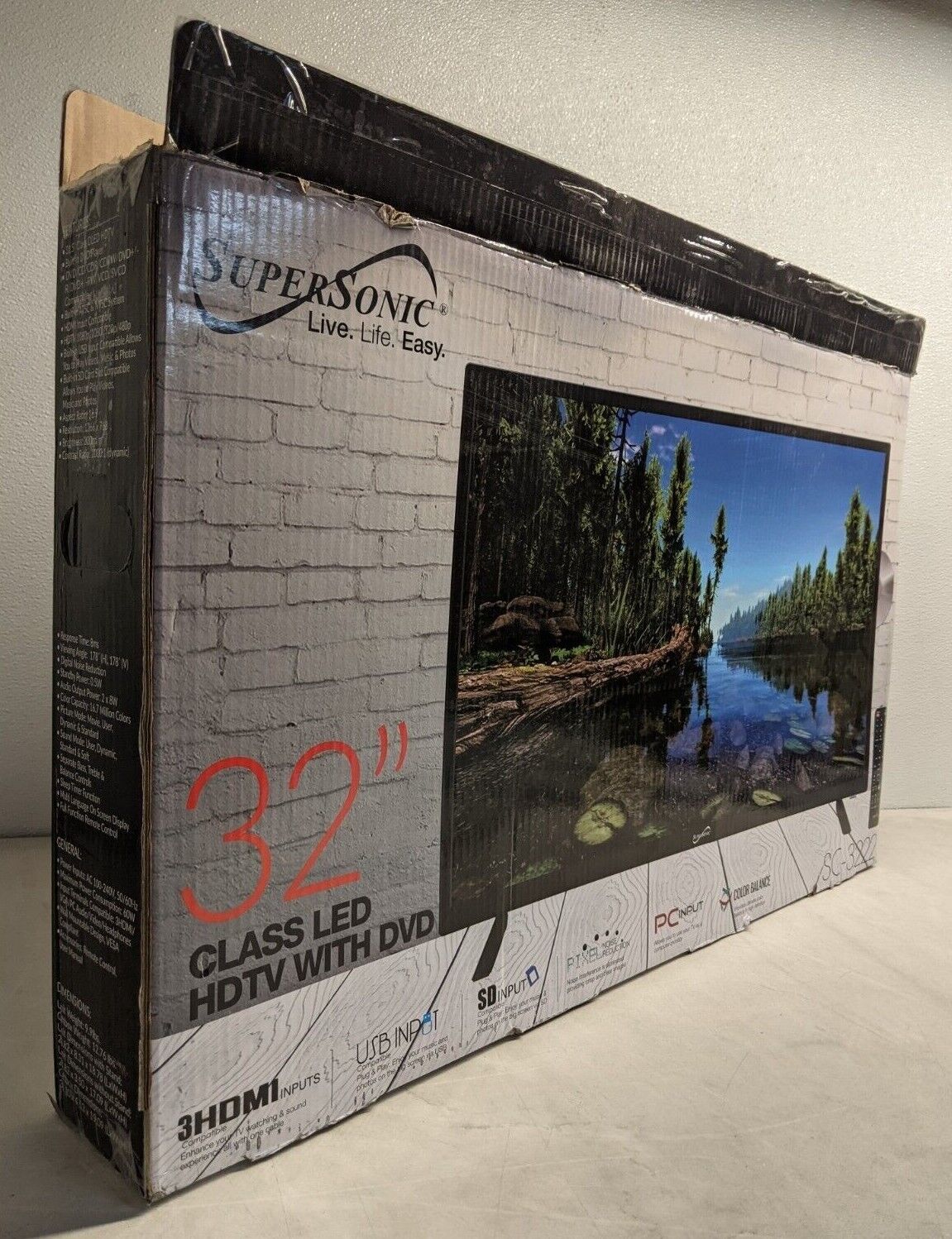SUPERSONIC SC-3222 31.5' Inch Widescreen LED HDTV with DVD