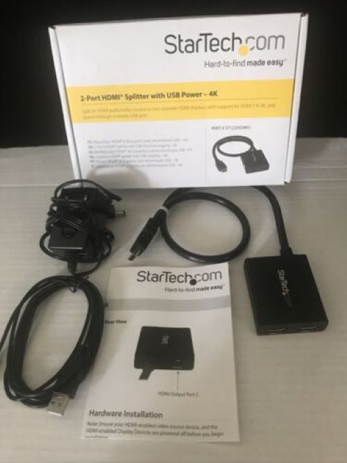 StarTech.com 4K HDMI Splitter 1 In 2 Out- 4K 30Hz HDMI 1.4 2 Port Video Splitter