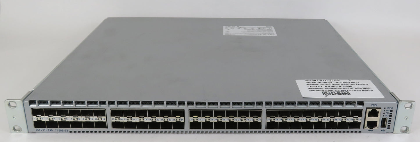 Arista DCS-7150S-52 52-Port 10GbE SFP+ Layer 3 Switch (Rear-Front Airflow)