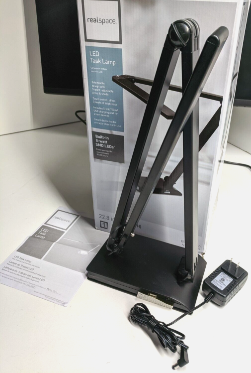 Realspace™ Extendable LED Task Lamp, Adjustable, 25"H, Black