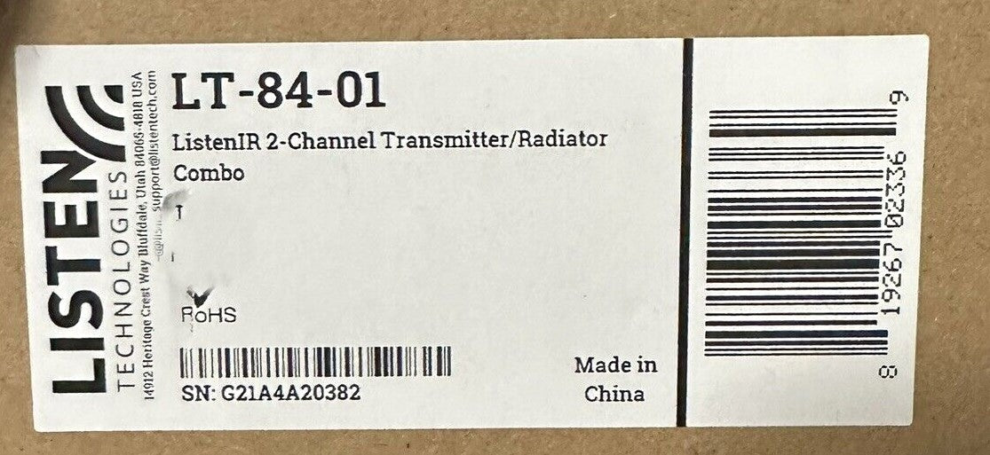 Listen Technologies ListenIR Transmitter/Radiator Combo (LT-84-01) Open Box