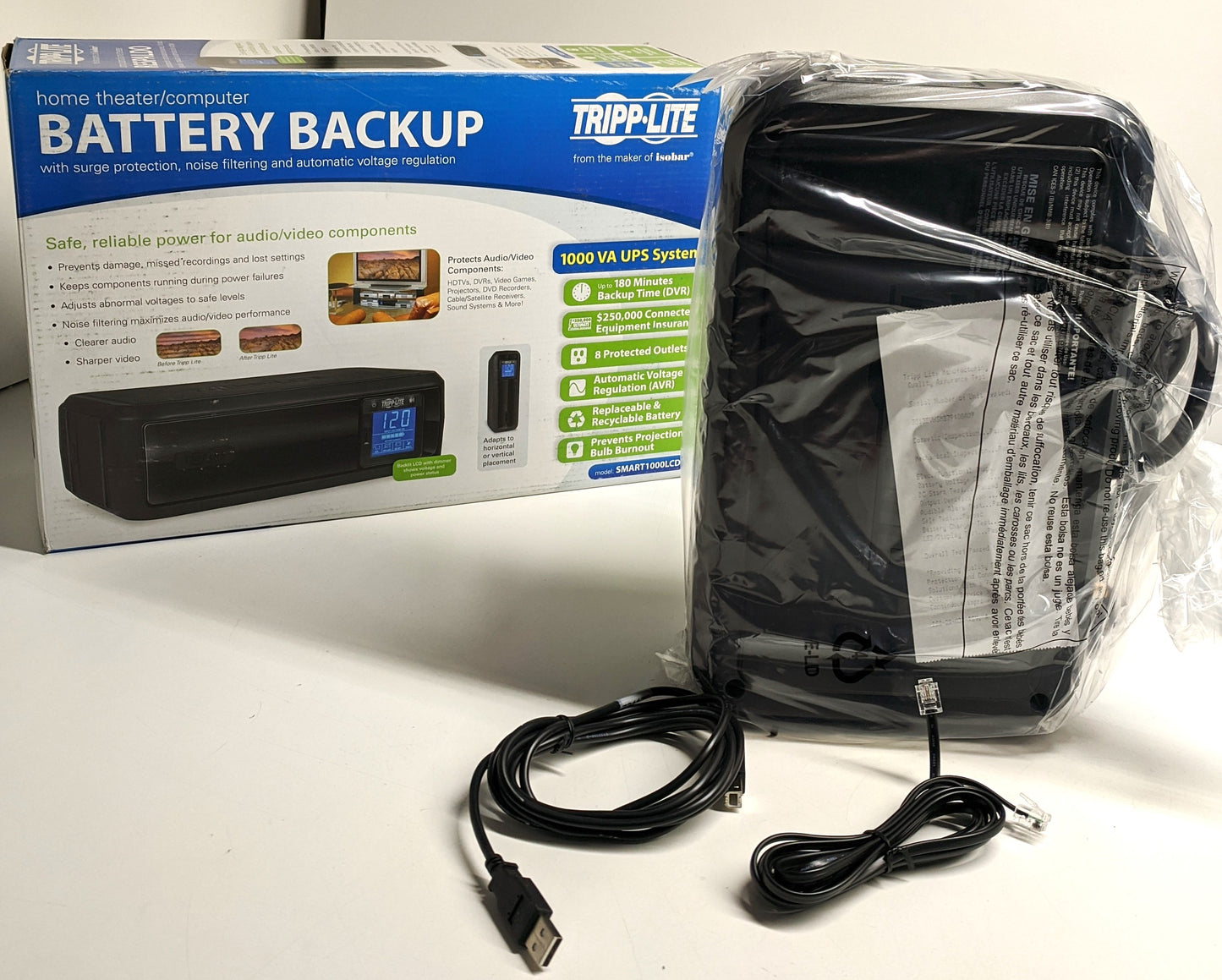 TRIPP LITE HOME THEATER/ COMPUTER BATTERY BACKUP SMART1000LCD 1000VA/500W