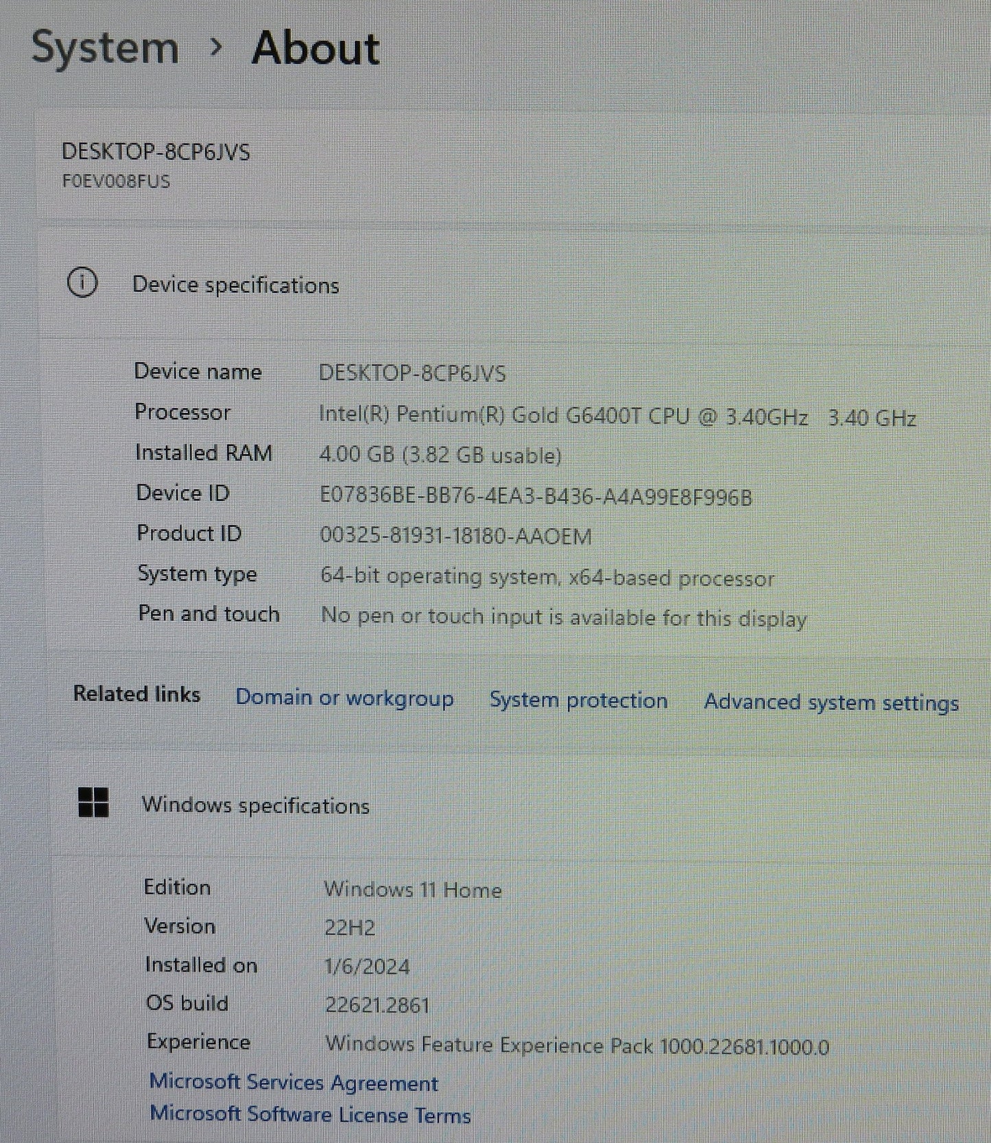 Lenovo IdeaCentre AIO 3 21.5" Intel Pentium Gold G6400T 4GB RAM 1TB W11 H