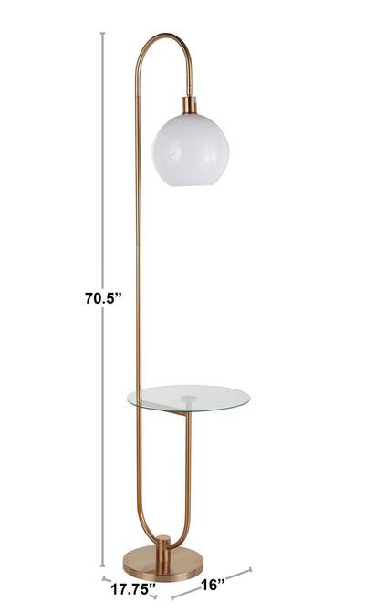 LumiSource Trombone Floor Lamp, 70-1/2"H, White Shade/Gold Base