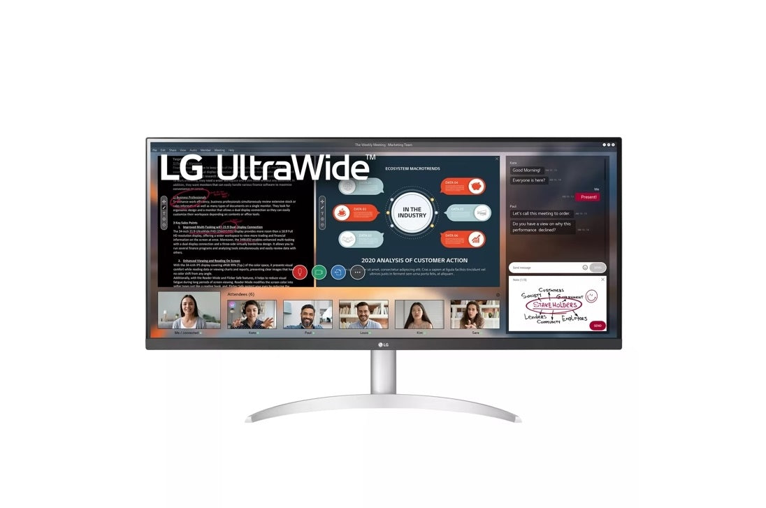 Open Box LG 34WP50S-W 34in UltraWide 1080p FHD HDR IPS Monitor w/ AMD FreeSync