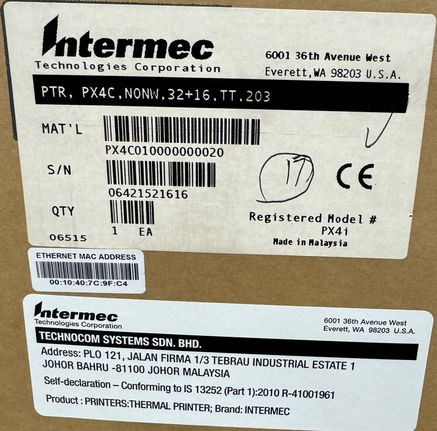 NEW Intermec EasyCoder PX4i Thermal Transfer Printer - PTR PX4C NNW 32+16 TT 203