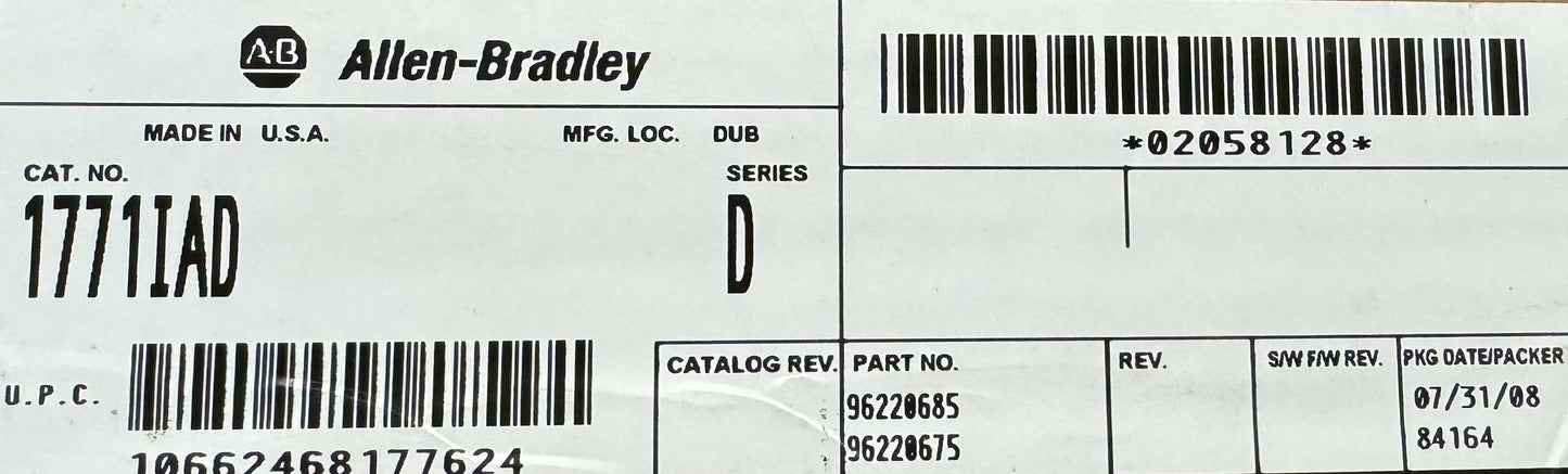 New Allen-Bradley 1771-IAD /D PLC-5 Digital Input Module 120V AC/DC 16 Input