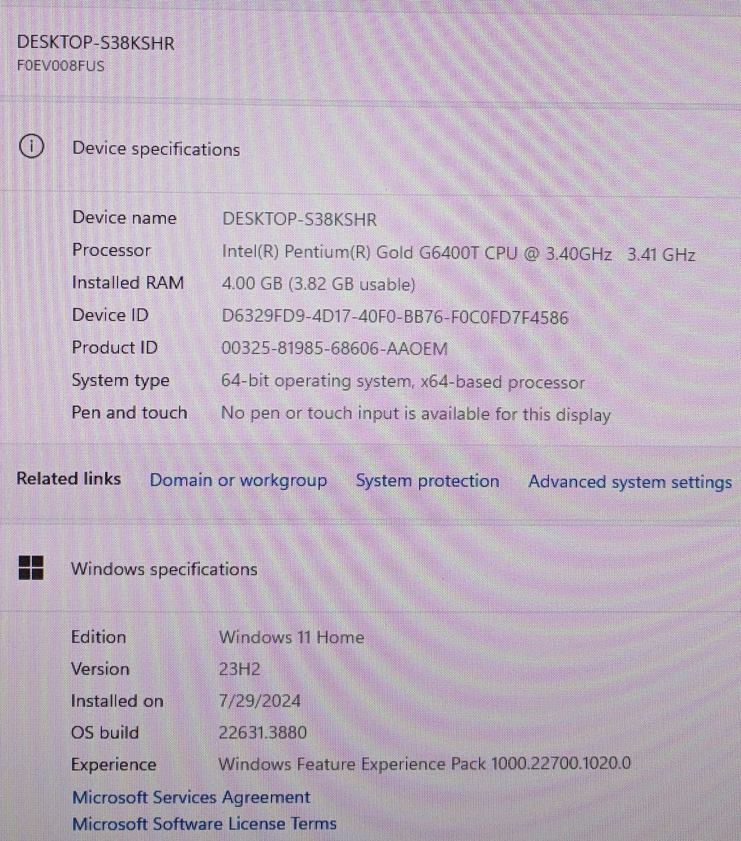 LENOVO IDEACENTRE AIO 3 22IMB05 PG-G6400T,3.40GHZ,1TB -SCRATCHED