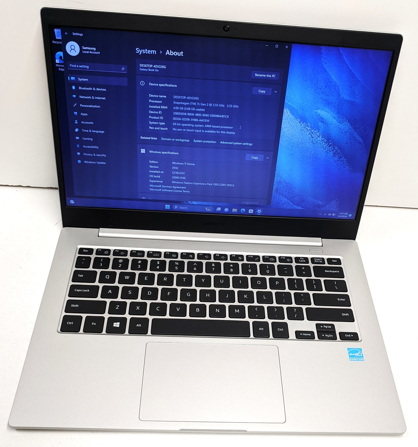 GALAXY BOOK GO 340XLA SD-7C GEN2@2.55GHZ,4GB,128GB