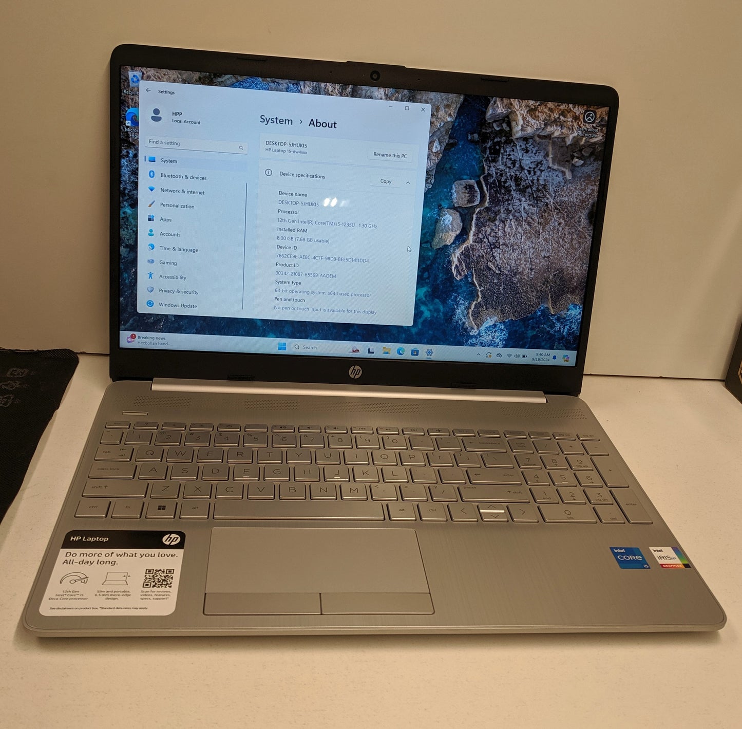 HP 15-DW4725OD I5-1235U@2.00GHz,8GB,512GB