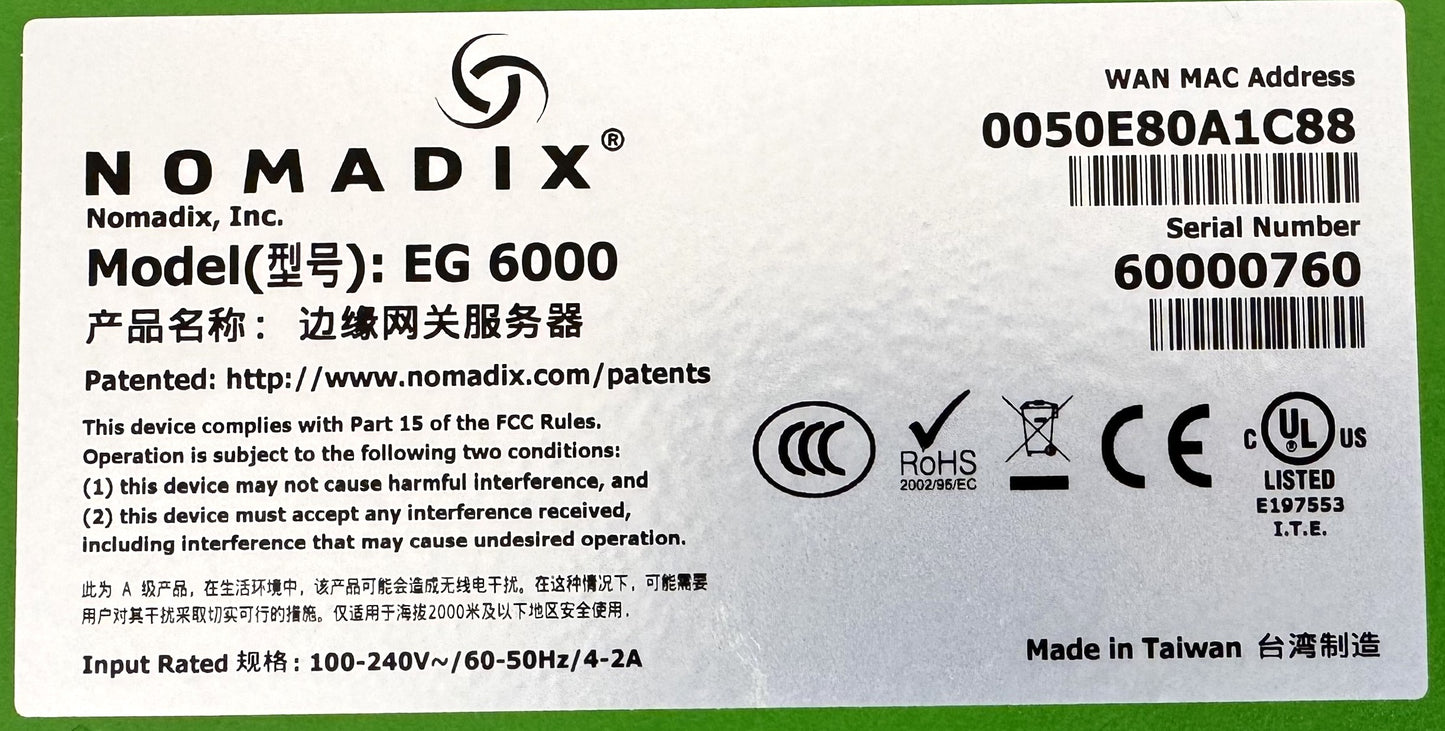 Nomadix EG 6000 Access Gateway