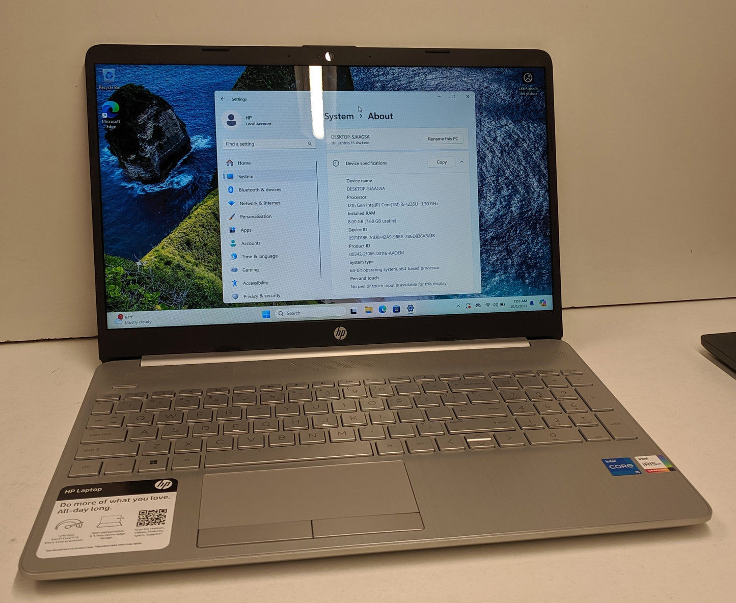 HP Laptop 15-DW4725OD I5-1235U@2.00GHz,8GB,512GB