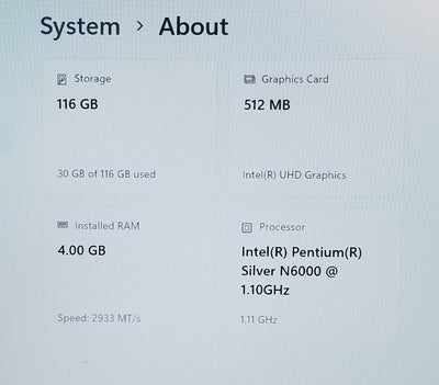 LENOVO IDEAPAD 1 14IJL7 14 INCH PS-N6000, 4GB MEMORY, 128GB