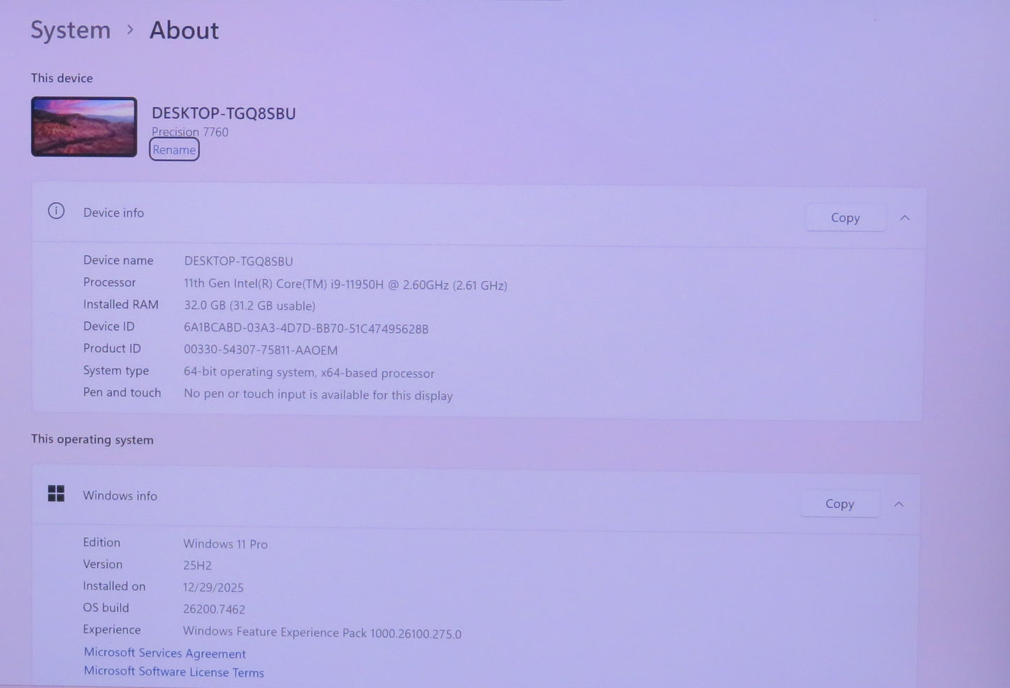 Dell Precision 7760 17in 4K i9 11950H 2.6GHz 32GB RAM 512GB Win 11 Pro RTX A3000