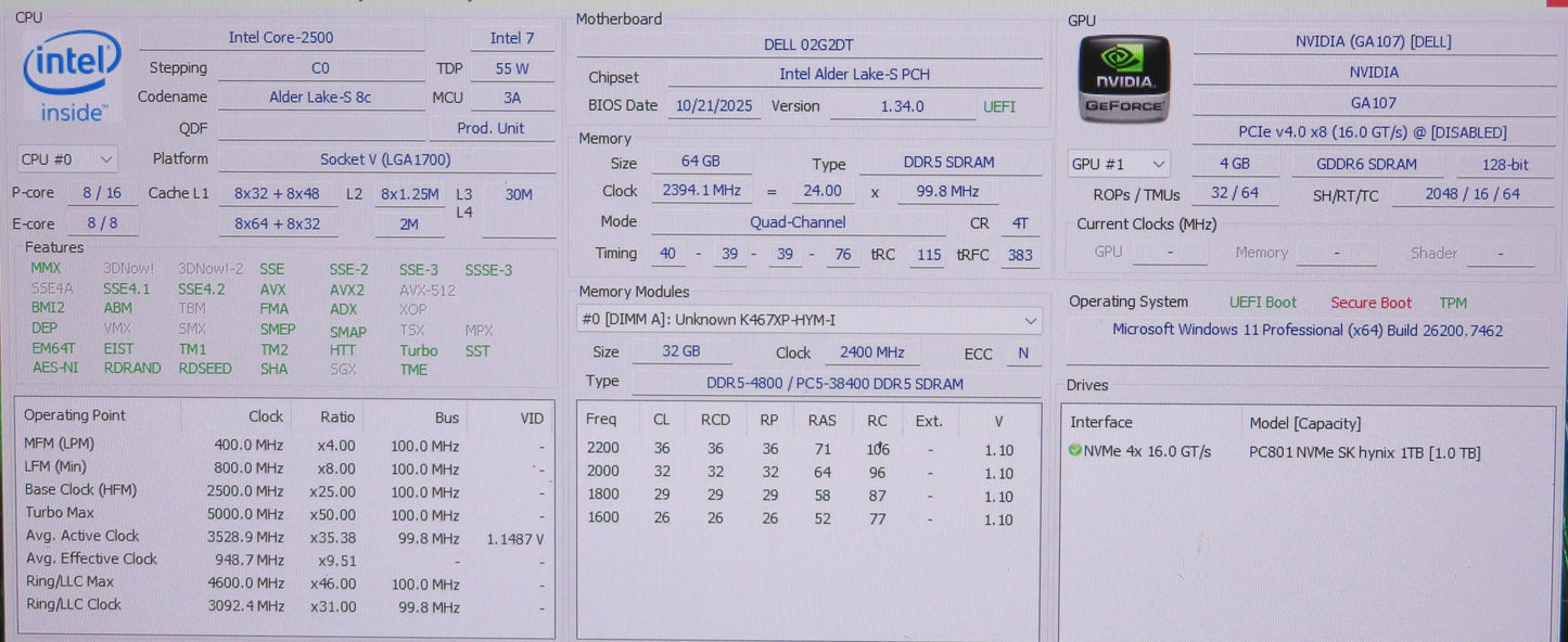 Dell Precision 7770 17in i9 12950HX 2.5GHz 64GB RAM 1TB W11 Pro RTX A1000