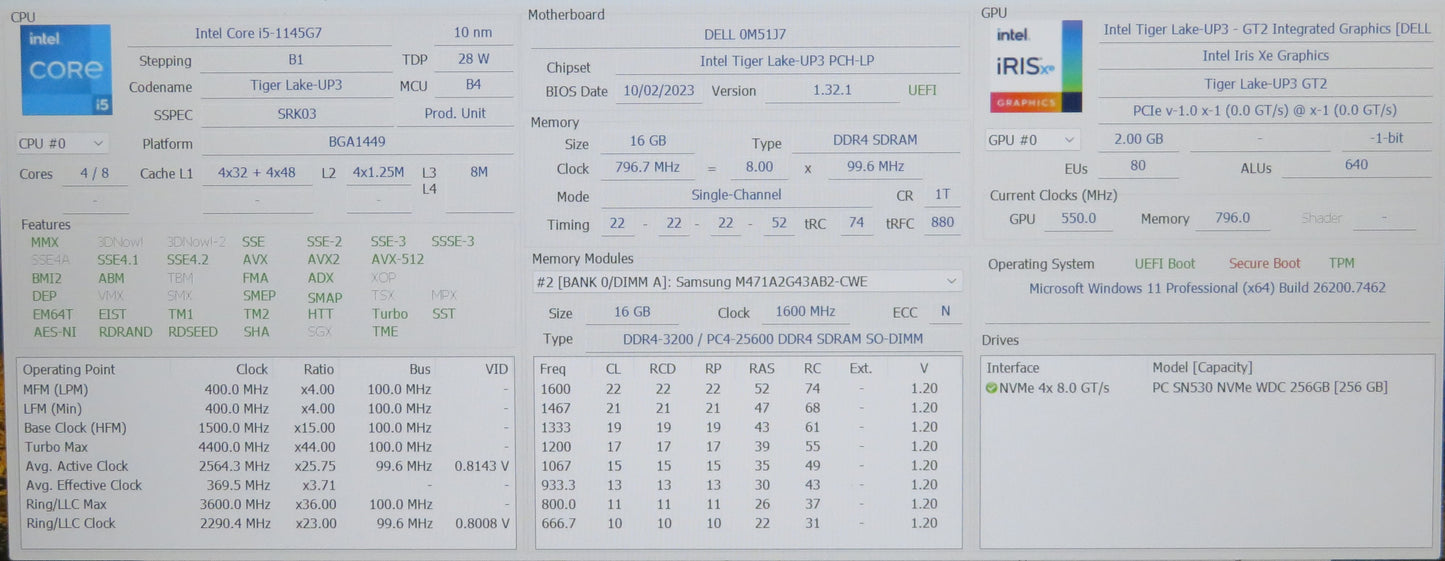 Dell Latitude 5420 14in i5 1145G7 2.6GHz 16GB RAM 256GB Win 11 Pro