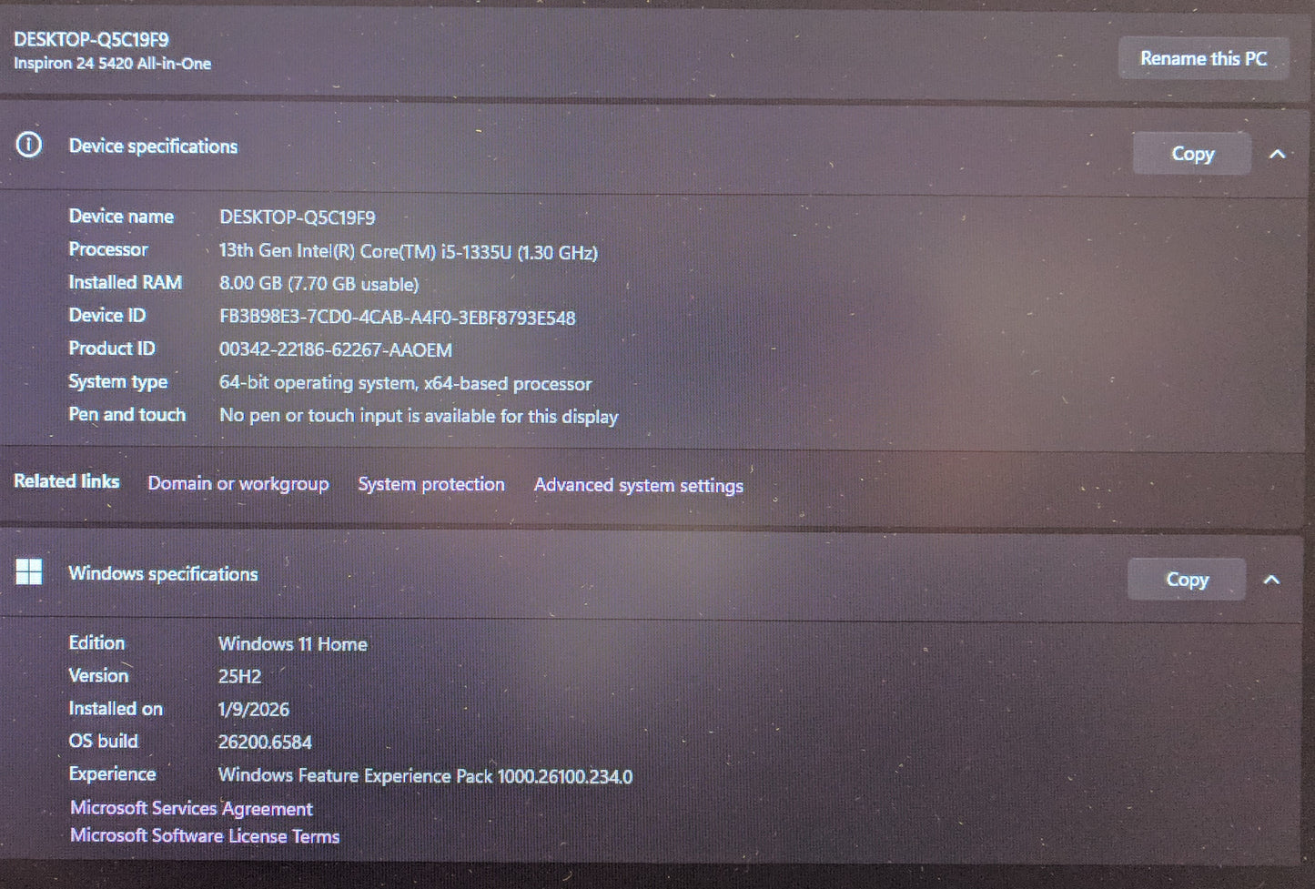 DELL INSPIRON 24 5420 23.8in i3-1315U 8GB RAM 512GB SSD