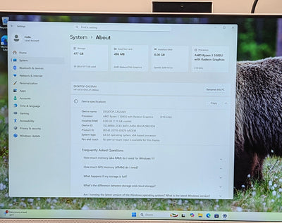 HP 27-CB0026 AIO DESKTOP R5-5500U 8GB 512GB