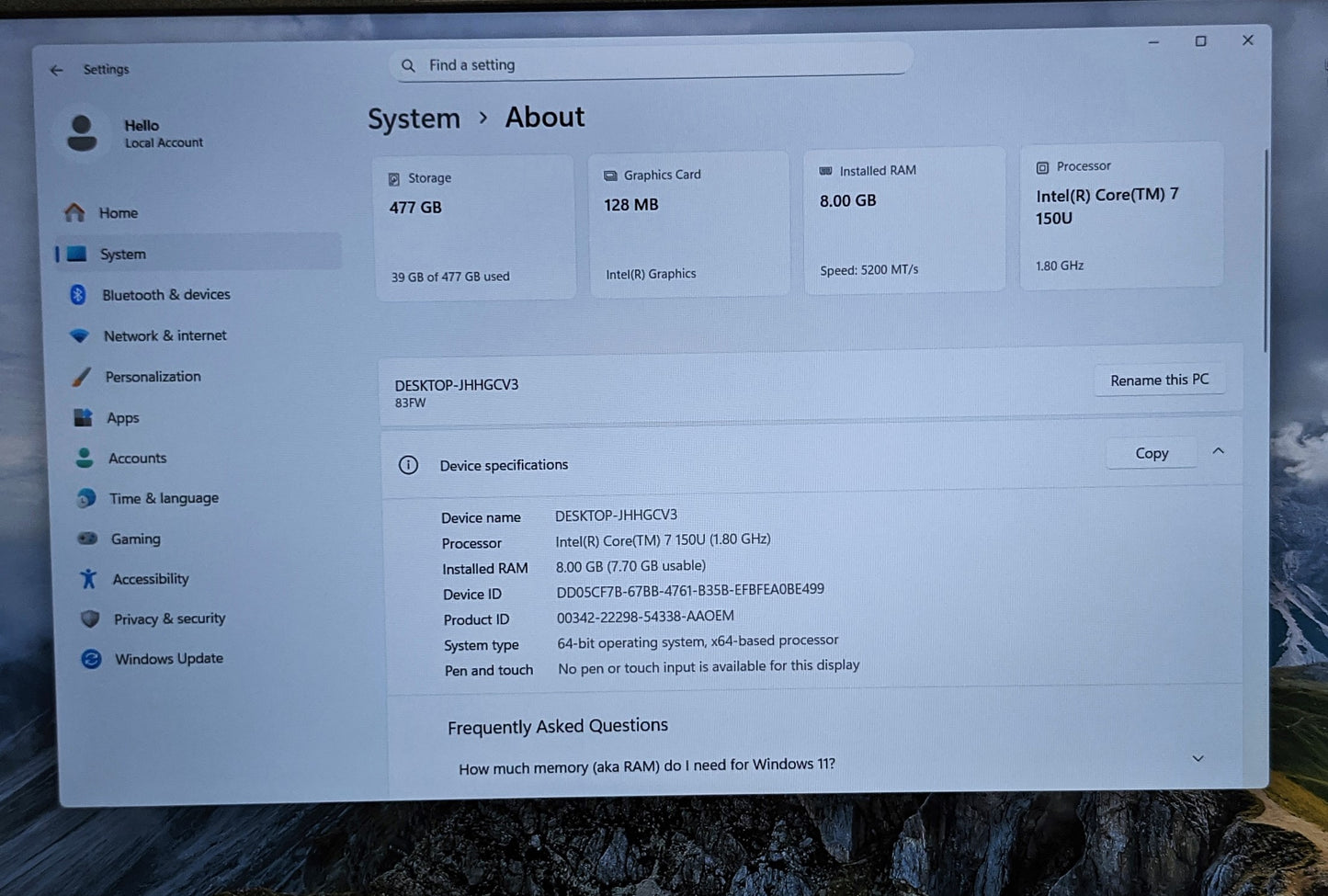 LENOVO IDEAPAD SLIM 5 16IRU9 i7-150U 8GB RAM 512GB SSD