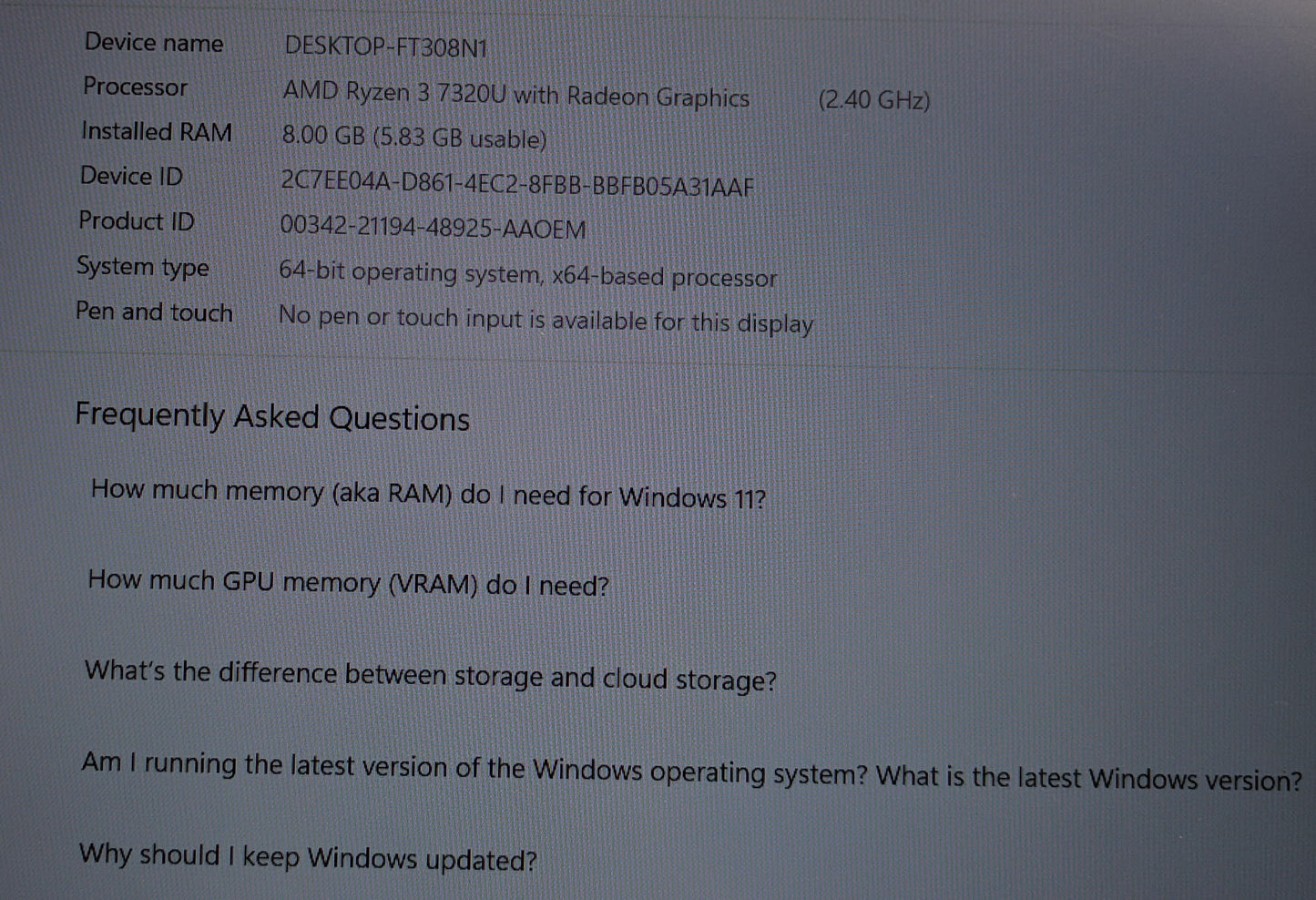 IDEAPAD SLIM 3 15AMN8 R3-7320U@2.4GHZ, 8GB, 512GB