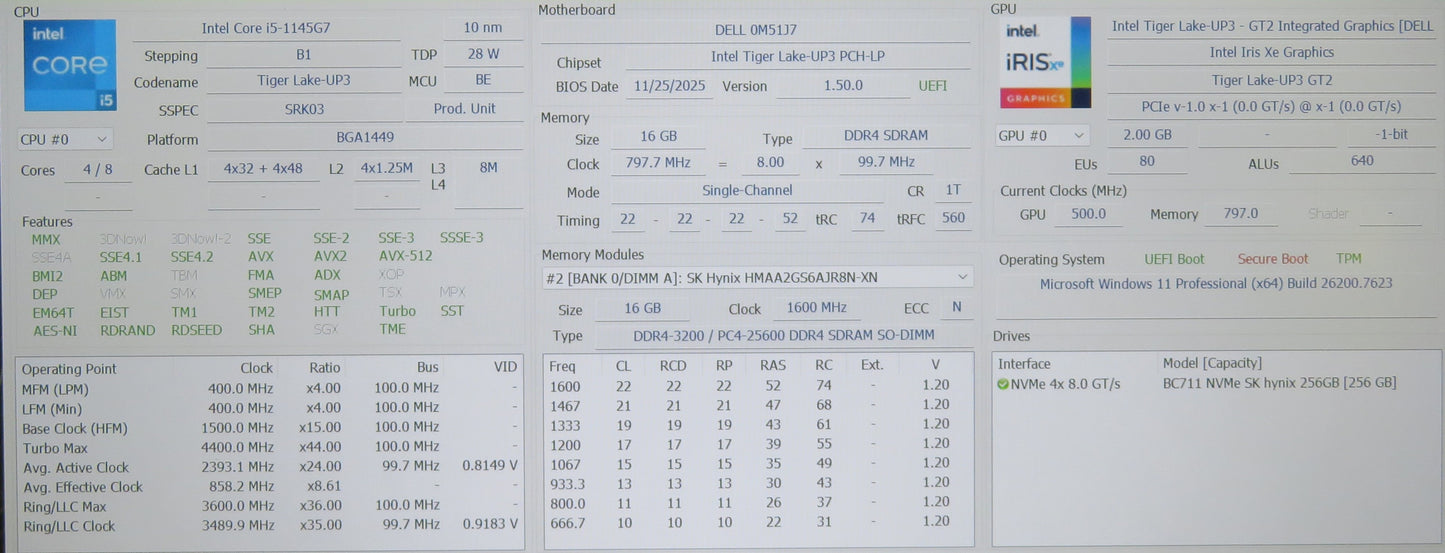 Dell Latitude 5420 14in i5 1145G7 2.6GHz 16GB RAM 256GB Win 11 Pro