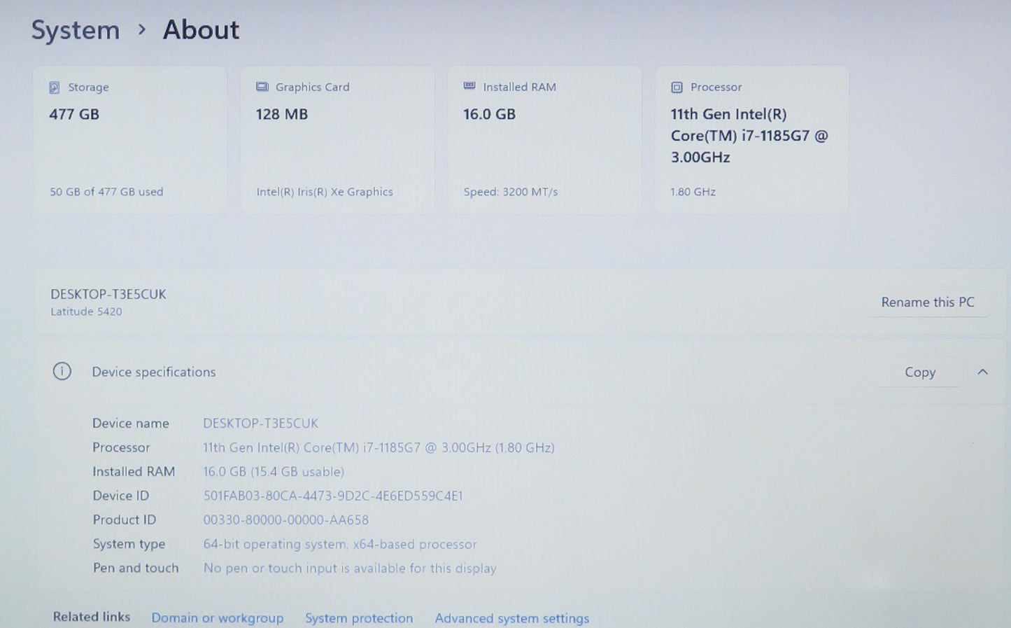 Dell Latitude 5420 14in i7 1185G7 3.0GHz 16GB RAM 512GB Win11 Pro